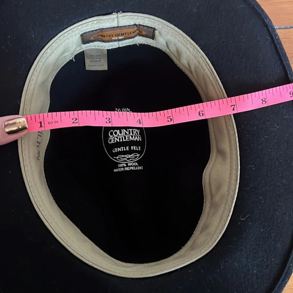 Country Gentleman Wilton Gentle Felt 100% Black Wool Fedora Hat - Size M - Picture 7 of 7